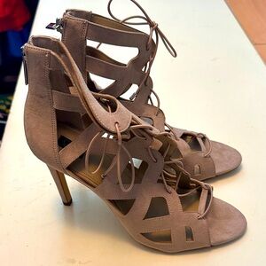 G.I.L.I. Strappy Lace-Up Heels - Beige